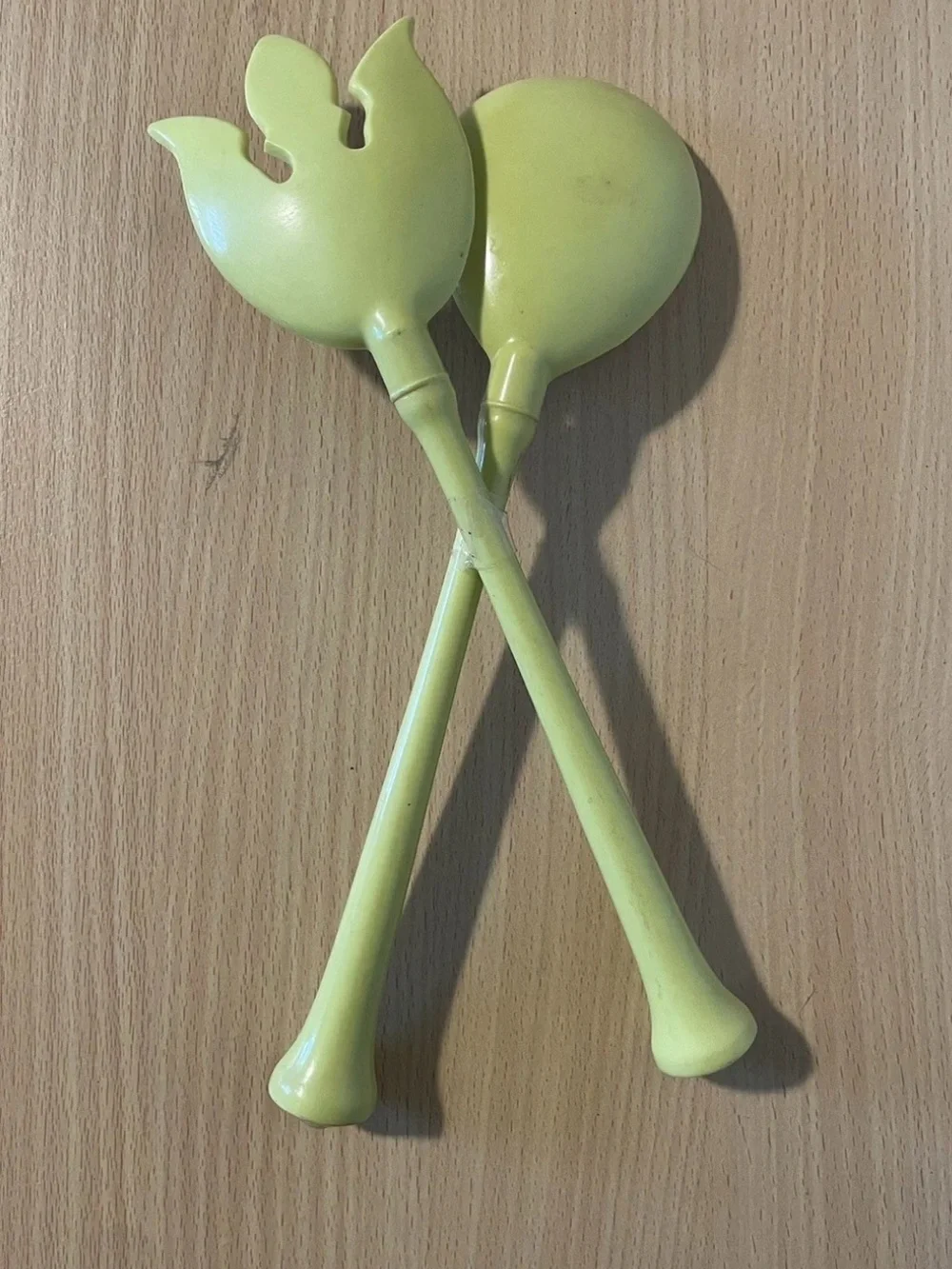 Plastic Fork & Spoon Vintage Salad Serving Set Green Serving Kitchen Utensils